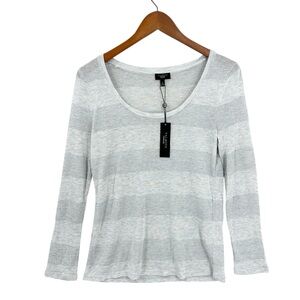 New TALBOTS Top Sheer Knit Shirt Thin Silver Gray